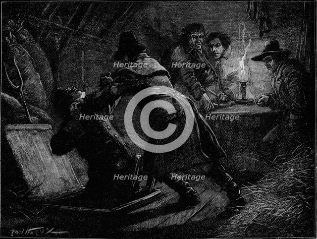 Surprise of the Cato Street conspirators, London, 1820 (1906).  Artist: Paul Hardy.
