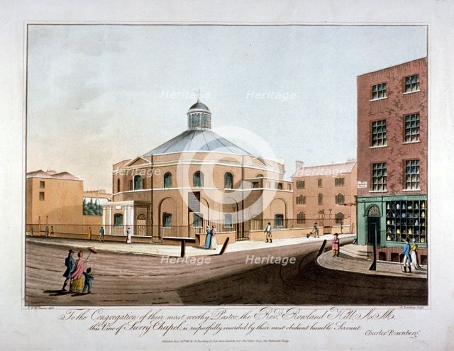 Surrey Chapel, Blackfriars Road, Southwark, London, 1816. Artist: C Rosenberg