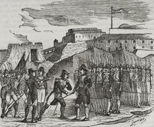 Surrender of Figueras Castle, (27 November 1794) to General Perignon's troops, 1851. Creator: Unknown