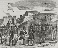 Surrender of Figueras Castle, (27 November 1794) to General Perignon's troops, 1851. Creator: Unknown