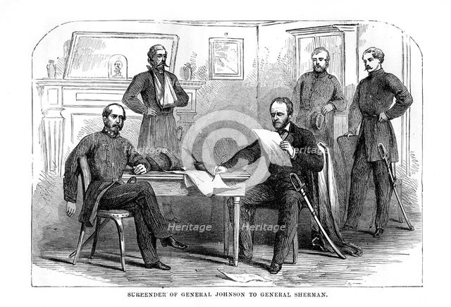 Surrender of General Johnston to General Sherman, 26 April 1865, (1872). Artist: Unknown