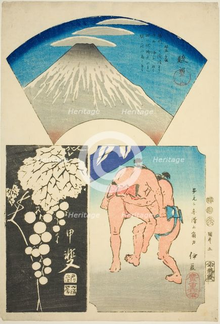 Suruga, Kai, and Izu, no. 5 from the series "Cutout Pictures of the Provinces (Kunizukushi..., 1852. Creator: Ando Hiroshige.