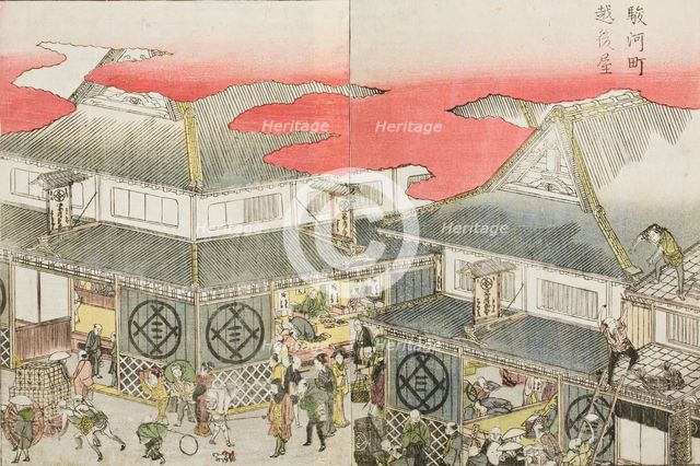 Surugacho Echigoya, c1802. Creator: Hokusai.
