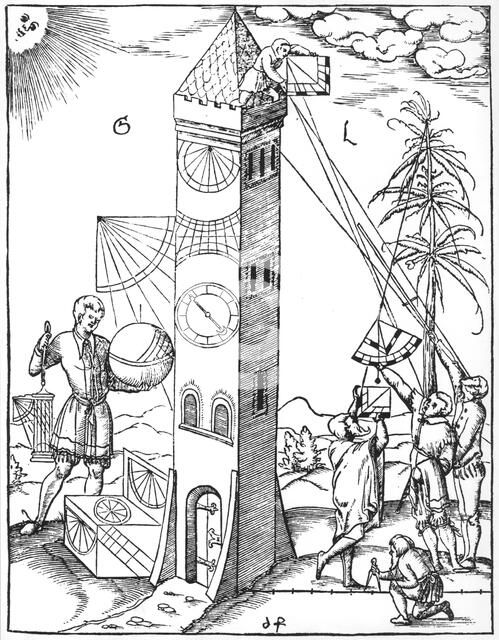 Surveying and timekeeping, 1551. Artist: Unknown