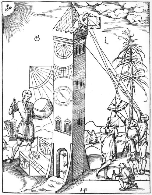 Surveying and timekeeping, 1551. Creator: Unknown.