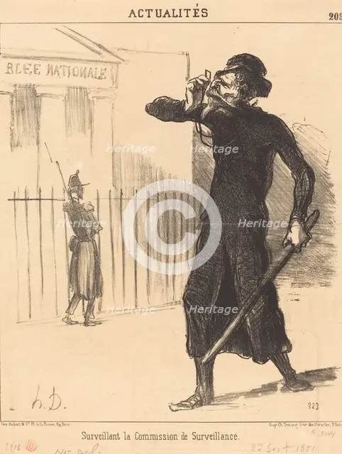 Surveillant la Commission de Surveillance, 1851. Creator: Honore Daumier.