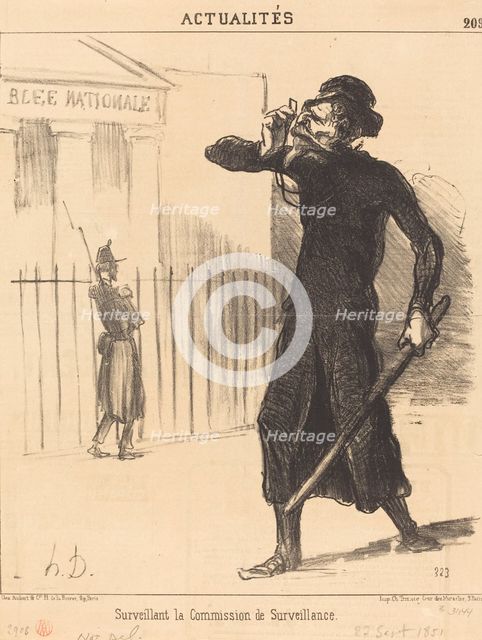 Surveillant la Commission de Surveillance, 1851. Creator: Honore Daumier.