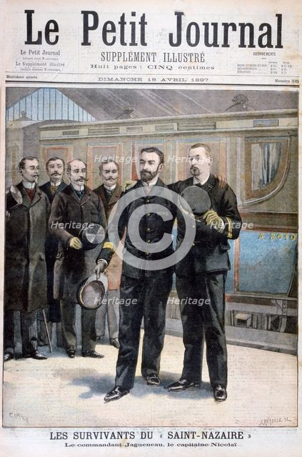 Survivors of the 'Ville de Saint Nazaire', Commander Jagueneau and Captain Nicolai, 1897. Creator: F Meaulle.