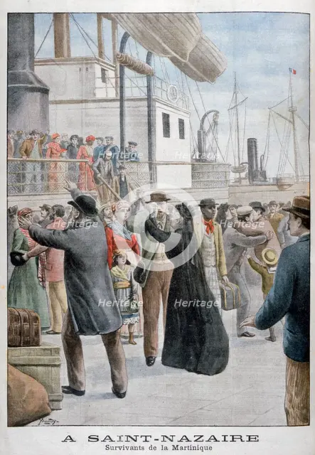 Survivors from the eruption of Mount Pelee on Martinique, Saint-Nazaire, France, 1902. Artist: Yrondy