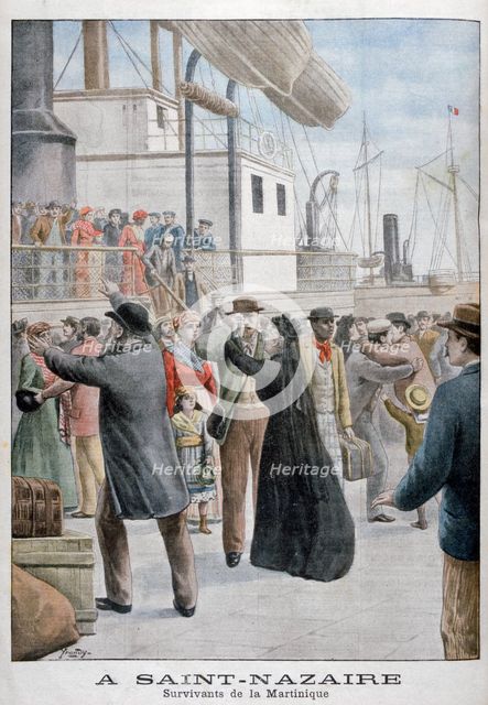 Survivors from the eruption of Mount Pelee on Martinique, Saint-Nazaire, France, 1902. Artist: Yrondy