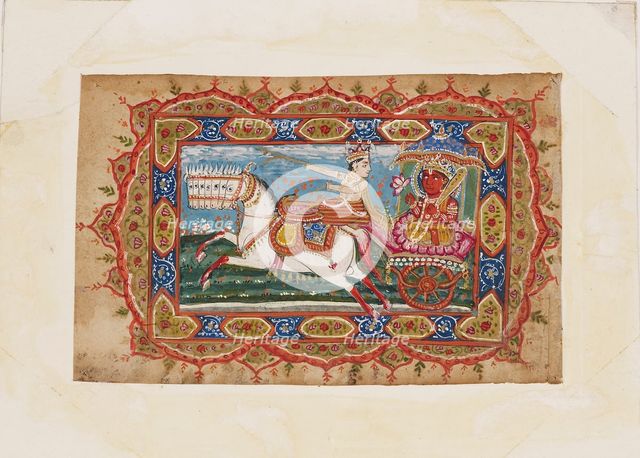 Surya, the Sun God, in a chariot drawn by seven horses, early 19th century. Artist: Unknown.