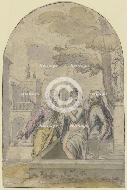 Susanna and the Elders, 17th century. Creator: Southern German, 17th century;.