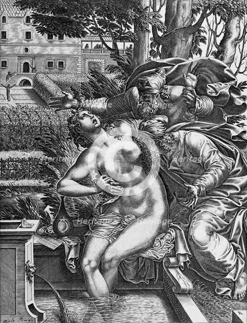 Susanna and the Elders, between c1525 and c1625. Creator: Rene Boyvin.