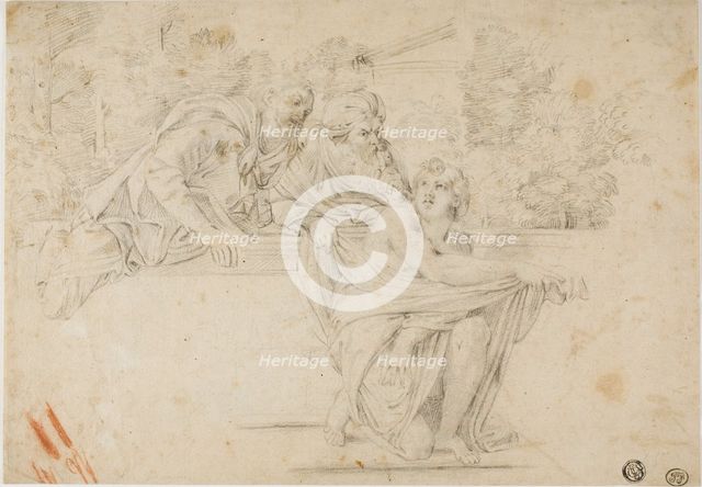 Susanna and the Elders (recto); Profile Head of Woman (verso), c. 1602. Creator: Unknown.