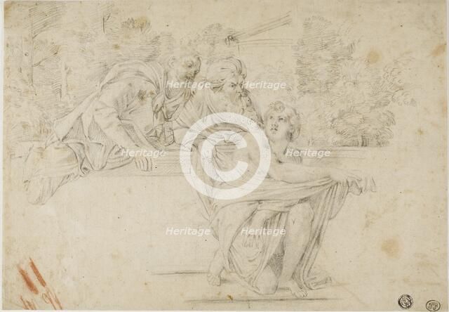 Susanna and the Elders (recto); Profile Head of Woman (verso), c. 1602. Creator: Unknown.