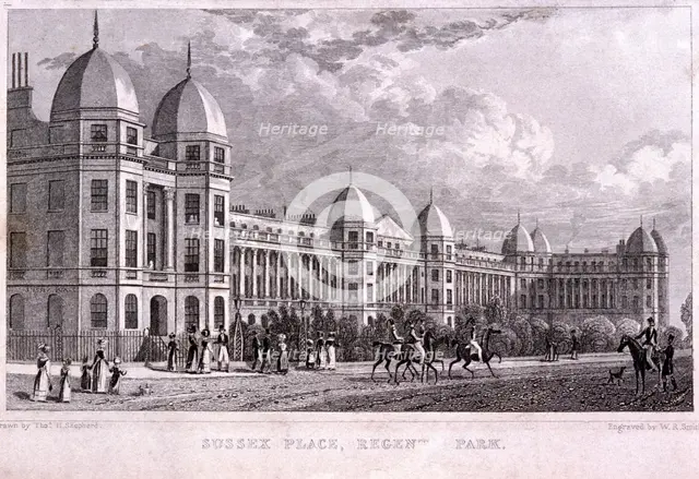 Sussex Place, Regent's Park, Marylebone, London, 1828. Artist: WR Smith
