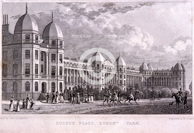 Sussex Place, Regent's Park, Marylebone, London, 1828. Artist: WR Smith