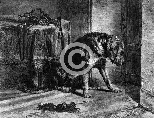"Suspense", by E. Landseer, R.A., in the South Kensington Museum, 1861. Creator: W Thomas.