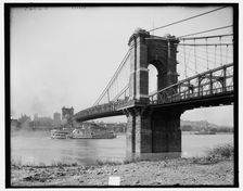Suspension bridge, Cincinnati, Ohio, c1907. Creator: Unknown