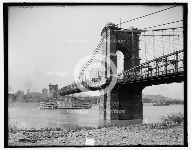 Suspension bridge, Cincinnati, Ohio, c1907. Creator: Unknown.