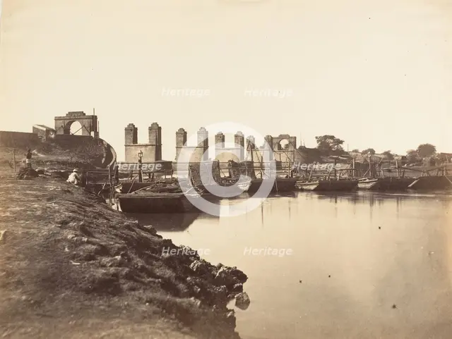 Suspension Bridge Over the Hindun River Destroyed by the Rebels in 1857, 1858-61. Creator: Unknown.