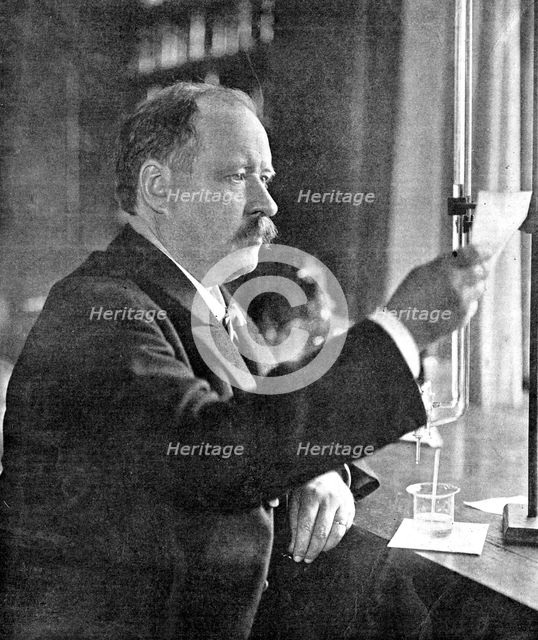 Svante Arrhenius (1859-1927), Swedish physicist and chemist in his laboratory, 1909. Artist: Unknown