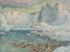Svolvaer Harbour at the Height of the Fishing Season.Study from Lofoten, 1934. Creator: Anna Katarina Boberg
