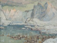 Svolvaer Harbour at the Height of the Fishing Season.Study from Lofoten, 1934. Creator: Anna Katarina Boberg