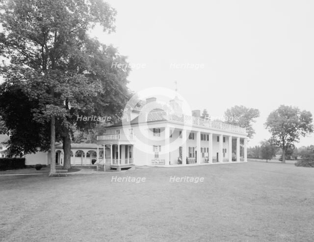 S.W. [i.e. Southwest] view of the mansion at Mt. Vernon, c.between 1910 and 1920. Creator: Unknown.