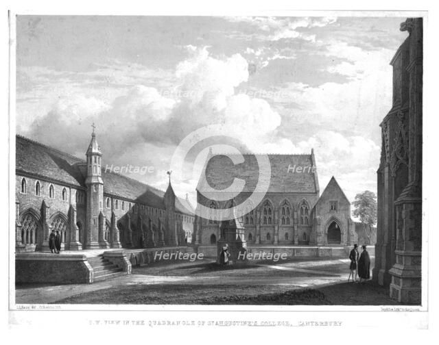 'S.W. View in the Quadrangle of St. Augustine's College, Canterbury', c1847. Creator: George Hawkins.