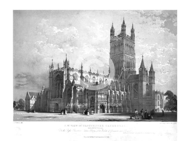 'S.W. View of Gloucester Cathedral', c1842.  Creator: George Hawkins.