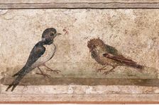 Swallow and Sparrow, Roman wall painting from Boscoreale near Pompeii, 1st century