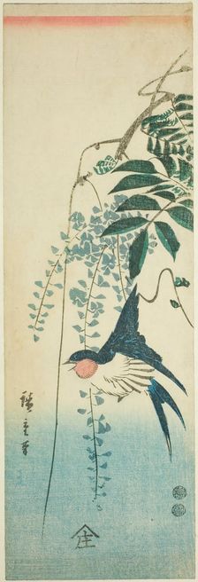 Swallow and wisteria, c. 1847/52. Creator: Ando Hiroshige