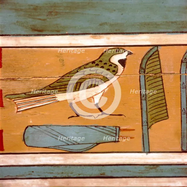Swallow detail, Egyptian hieroglyphic on inner wall of coffin, c2000 BC. Artist: Unknown.