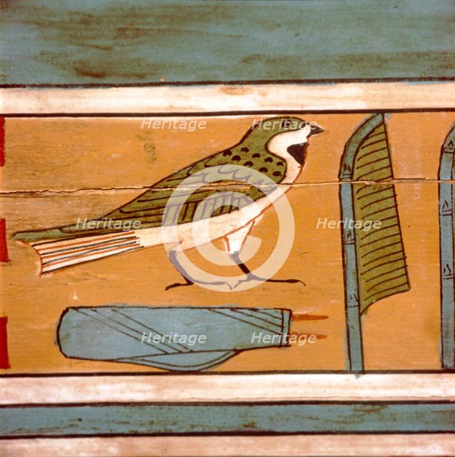 Swallow detail, Egyptian hieroglyphic on inner wall of coffin, c2000 BC. Artist: Unknown.