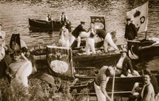 Swan upping on the Thames, 20th century. Creator: Unknown