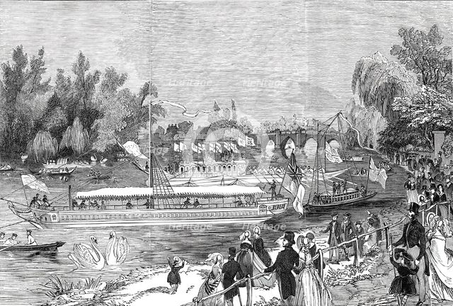 Swan-Upping on the Thames, from Brentford Ait, 1844. Creator: Unknown.