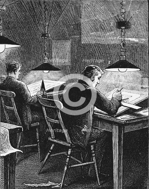 Swan incandescent lamps, University College, Dundee, Scotland, 1884. Artist: Unknown