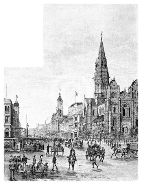 Swanston Street looking north, Melbourne, Victoria, Australia, 1886.Artist: Johnson