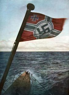 Swastika flying on a German submarine in the North Atlantic, 1941