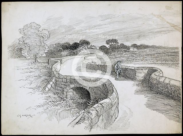 Swarkestone Bridge, Derbyshire, 1892-1933. Artist: Charles George Harper.