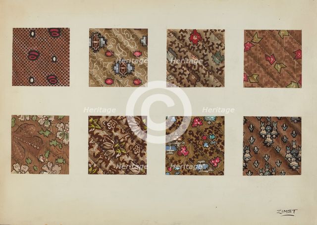 Swatch from Patchwork Quilt, c. 1938. Creator: A. Zimet.