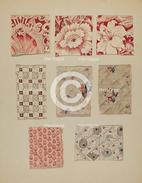 Swatches from Patchwork Quilt, c. 1939. Creator: Henry Granet.