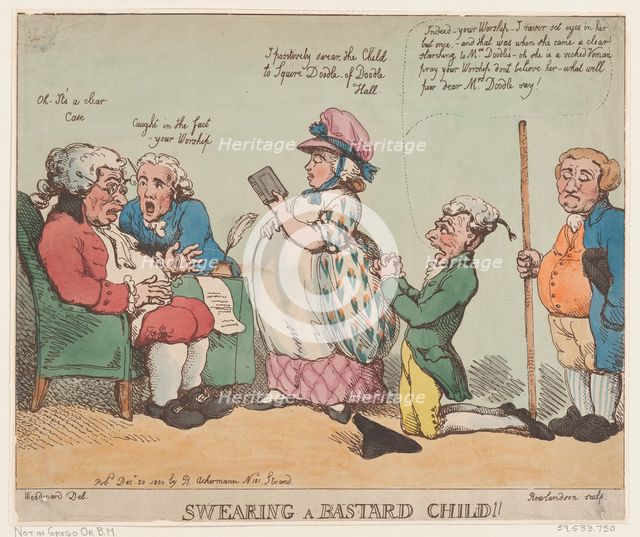 Swearing a Bastard Child!, December 20, 1800., December 20, 1800. Creator: Thomas Rowlandson.