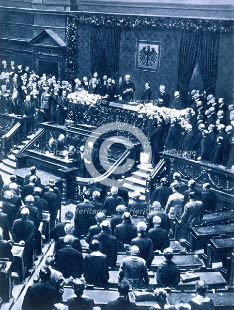 Swearing-in ceremony of President Field Marshal von Hindenburg, Berlin, 12th May, 1925. Creator: Unknown.