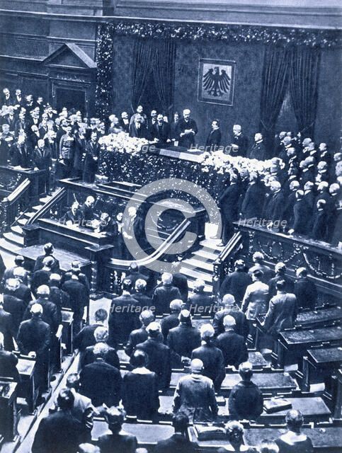 Swearing-in ceremony of President Field Marshal von Hindenburg, Berlin, 12th May, 1925. Artist: Unknown