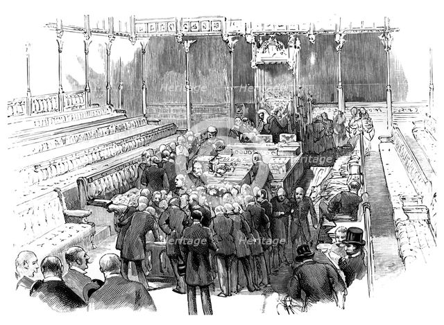 Swearing in Members at the House of Commons, Westmister, London, c1905. Artist: Unknown