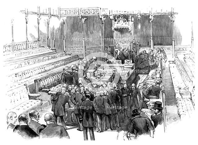 Swearing in Members at the House of Commons, Westmister, London, c1905. Artist: Unknown