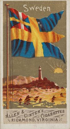 Sweden, from Flags of All Nations, Series 1 (N9) for Allen & Ginter Cigarettes Brands, 1887. Creator: Allen & Ginter