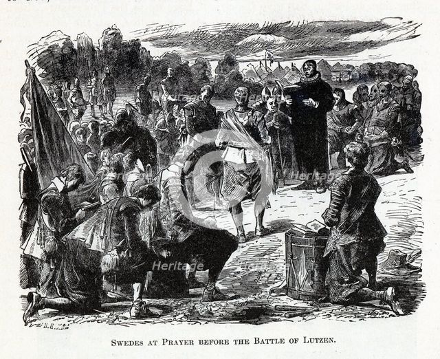 Swedes at Prayer before the Battle of Lützen, 1882. Artist: Anonymous  